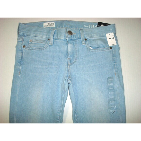 New Womens GAP NWT Cropped Boot Jeans 24 00 Light Blue Stretch Delmar 28 X 24 Lo - Picture 2 of 4